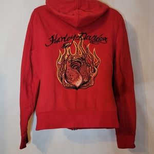 🔥HARLEY DAVIDSON Womens red zip sweatshirt M